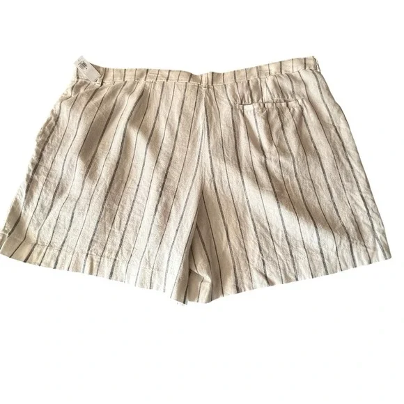 Old Navy Sz 2X Linen Striped Shorts Women Taylor Adjustable Coastal Beach Lounge - Picture 2 of 11